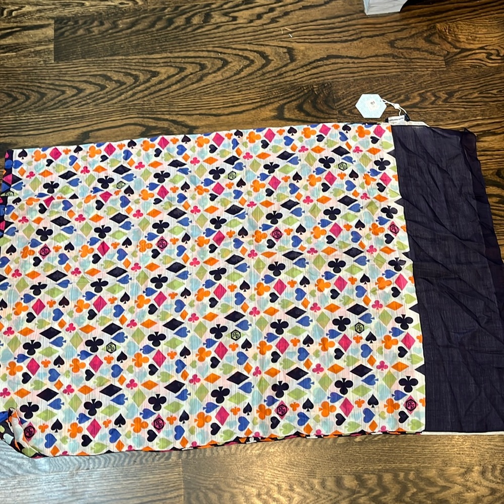 Jonathan Adler cotton Silk Scarf (hearts, clubs, spades) NWT